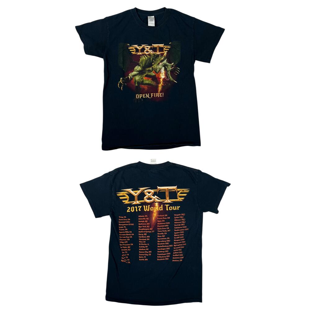 Y&T Band T-Shirt Mens Small Black Open Fire 2017 World Tour Dragon Graphic